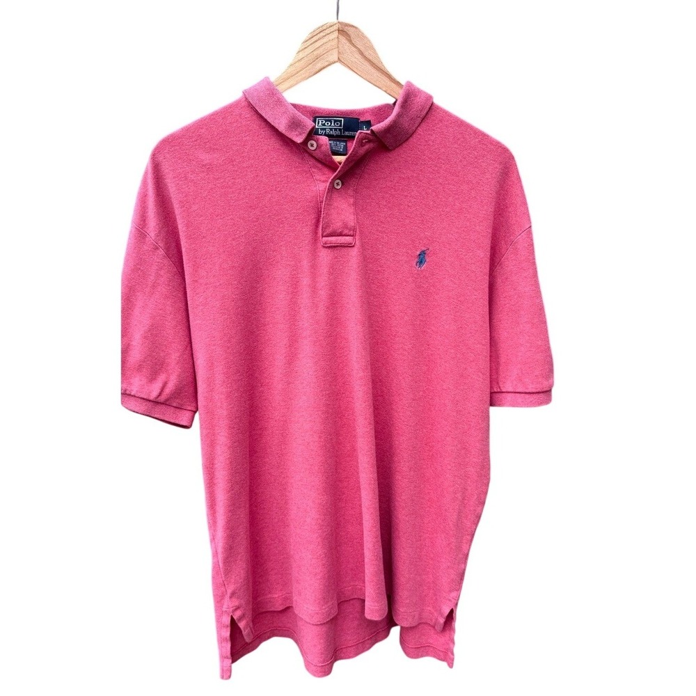 Polo Ralph Lauren Mens Shirt Large Raspberry Cotton Short Sleeve Pony Logo